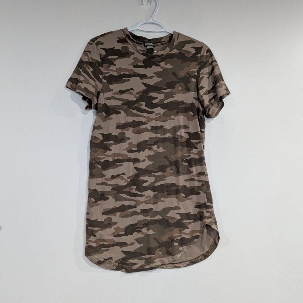 *3/$10* H&M Camouflage Print Tee Dress Brown Olive Green Size XS
